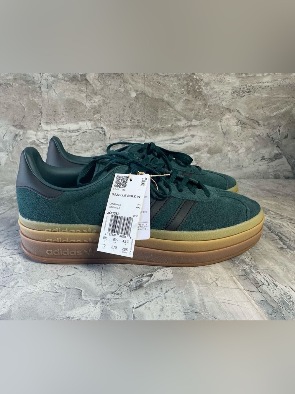 adidas AURIVY/CBLACK/GUM2 Women's Gazelle Bold - Picture 2 of 5